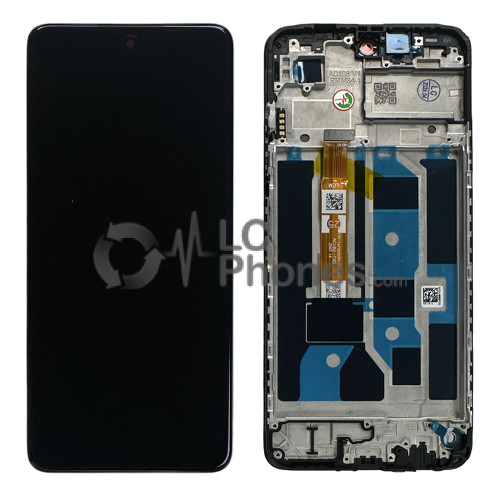 OPPO A40 / A40m / A60 (LATAM) CPH2669, CPH3669 - Full Front LCD Digitizer with Frame Black < Service Pack >