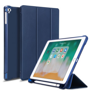 iPad Air A1474 A1475 A1476 - Tri-folding Smart Leather Flip + PC Back Corner Reinforced Case with Pencil Holder
