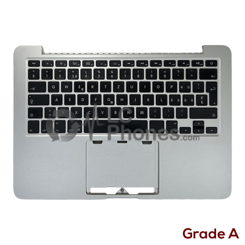 Macbook Pro Retina 13 inch A1502 (Late 2013-Early 2014) - Top Cover with German Swiss Keyboard CH Layout with Backlight Silver (Original Used) Grade A 613-0984-A