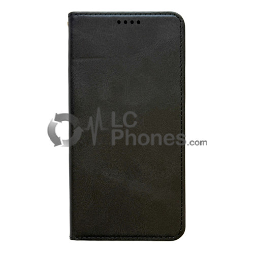 Samsung Galaxy S26 Ultra 5G S948 - Calf Textured Leather Stand Wallet Case Black