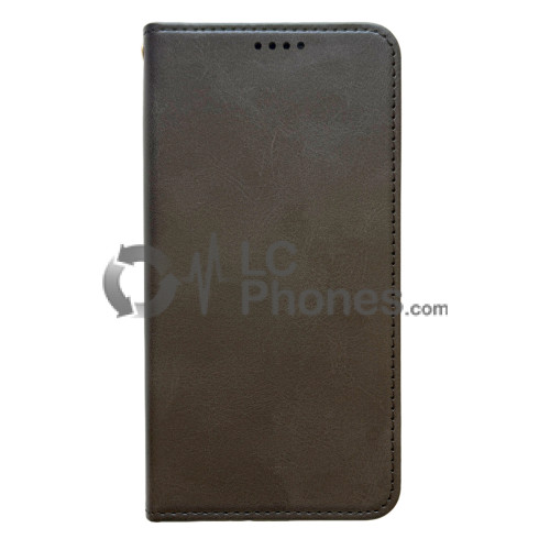 Samsung Galaxy S26+ 5G S947 - Calf Textured Leather Stand Wallet Case Black