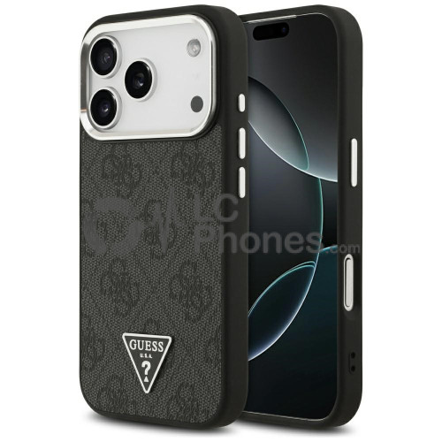 iPhone 17 Pro - Guess 4G Triangle Metal Logo Hardcase Black