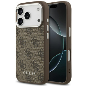 iPhone 17 Pro Max - Guess 4G Triangle Metal Logo Hardcase Brown