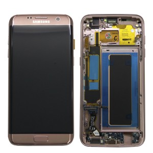 Samsung Galaxy S7 Edge G935F - Full Front LCD Digitizer Pink with Frame 