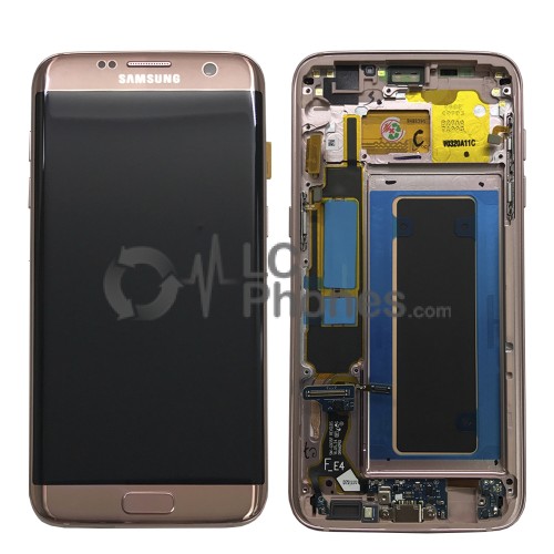 Samsung Galaxy S7 Edge G935F - Full Front LCD Digitizer Pink with Frame < Service Pack >