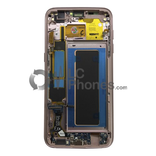 Samsung Galaxy S7 Edge G935F - Full Front LCD Digitizer Pink with Frame < Service Pack >