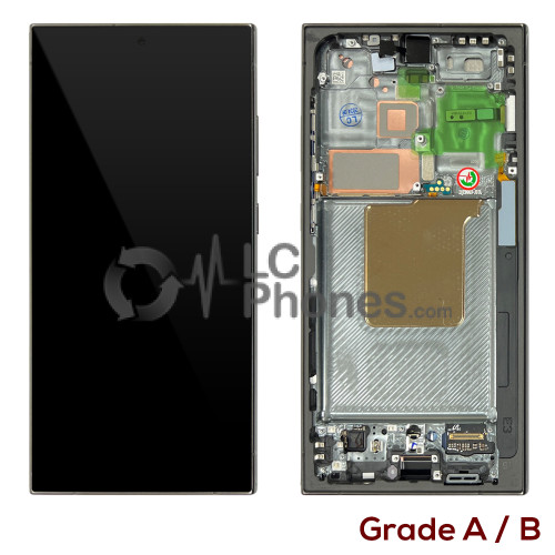 Samsung Galaxy S24 Ultra 5G S928 - Full Front LCD Digitizer with Frame Titanium Black (Original Used) Grade A/B