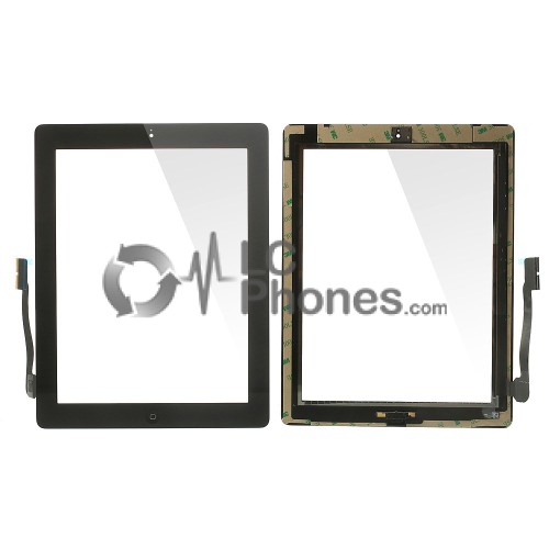 iPad 3/4 - Front Glass Digitizer With 3M Adhesive Sticker Black