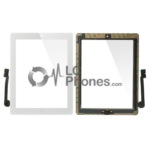 iPad 3/4 - Front Glass Digitizer With 3M Adhesive Sticker White