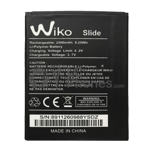 Wiko Slide - Battery 2500mAh 9.25Wh