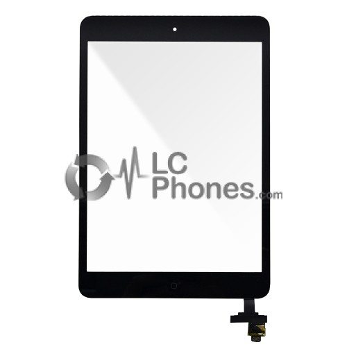 iPad Mini A1432, A1454, A1456 / iPad Mini 2 A1489 A1490 - Front Glass Digitizer With IC and Home Button + 3M Adhesive Sticker Black