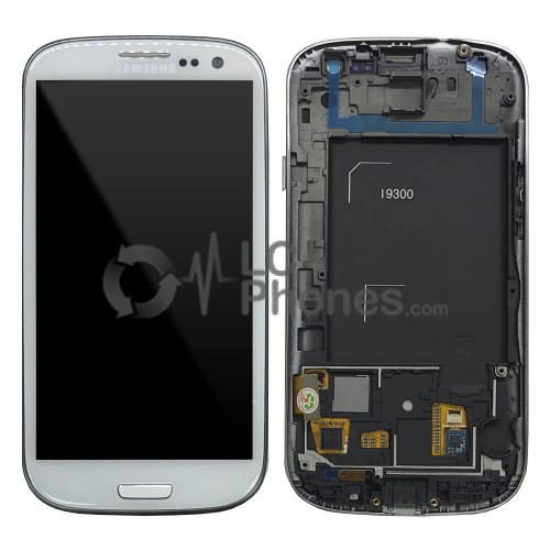 Samsung Galaxy S3 I9300 - Full front LCD Digitizer With Frame White ( Refurbished )