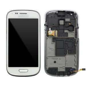 Samsung Galaxy S3 Mini I8190 - Full Front LCD Digitizer with Frame White (Refurbished)