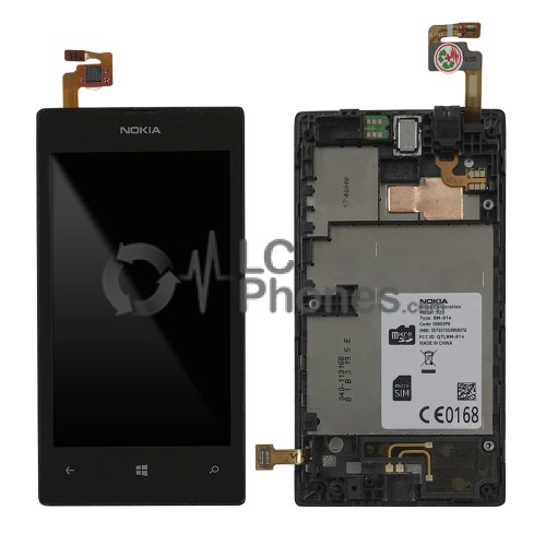 Nokia Lumia 520 - Full Front LCD Digitizer With Frame Black