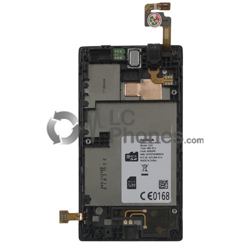 Nokia Lumia 520 - Full Front LCD Digitizer With Frame Black