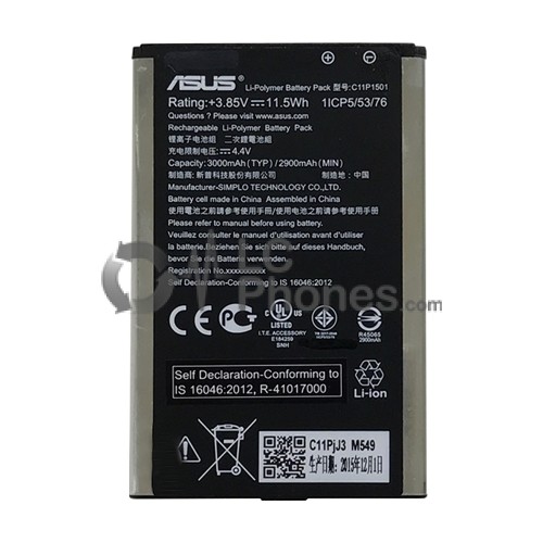 Asus ZenFone 2 Laser ZE601KL ZE550KL / Zenfone Selfie ZD551KL - Battery C11P1501 3000mAh 11.5Wh