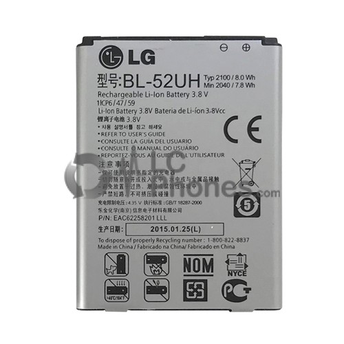 LG L65 L70 MS323 D280N D285 D320 D325 DUAL SIM H443  - Battery BL-52UH 2100mAh 8.0Wh