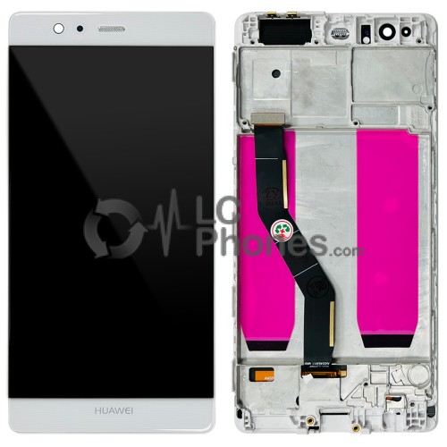 Huawei Ascend P9 Plus - Full Front LCD Digitizer with Frame White