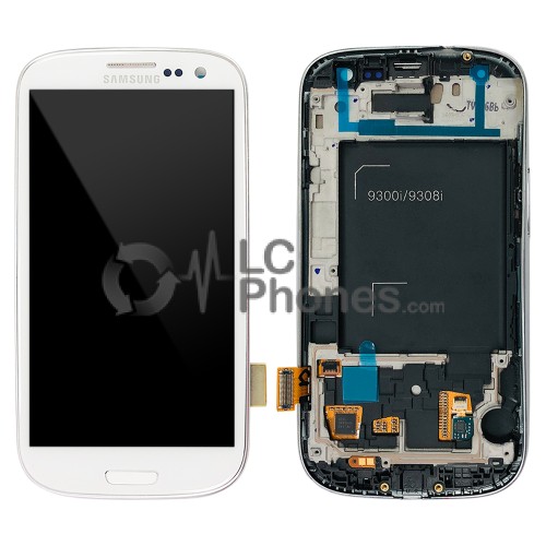 Samsung Galaxy S3 Neo i9300i - Full front LCD Digitizer With Frame White ( Refurbished )