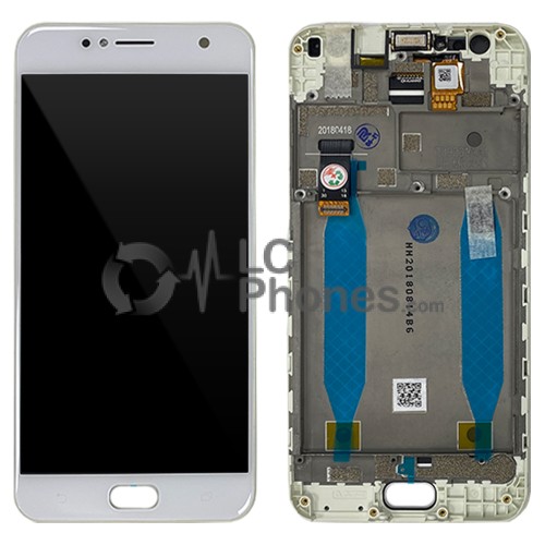 Asus Zenfone 4 Selfie Lite ZB553KL - Full Front LCD Digitizer with Frame White