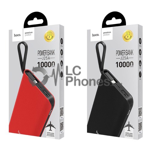 HOCO - Power Bank J25A 10000mAh Single USB with Built-in Micro USB Cable Black