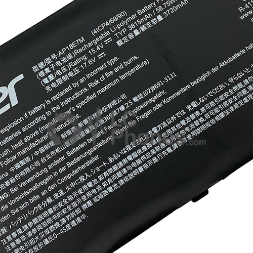 Acer Nitro 5 AN515-54 AN517-51 / Nitro 7 AN715-51 / Aspire 7 A715-74G / Predator Helios 300 PH317-53 / Triton 300 PT315-51 - Battery AP18E7M 3815mAh 58.75Wh