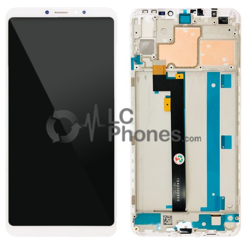 Xiaomi Mi Max 3 - Full Front LCD Digitizer with Frame White