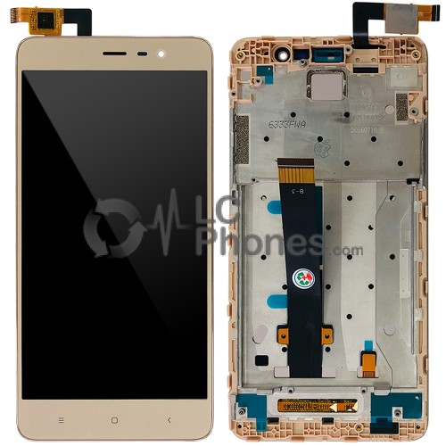 Xiaomi Redmi Note 3 Special Edition - Full Front LCD Digitizer With Frame Gold