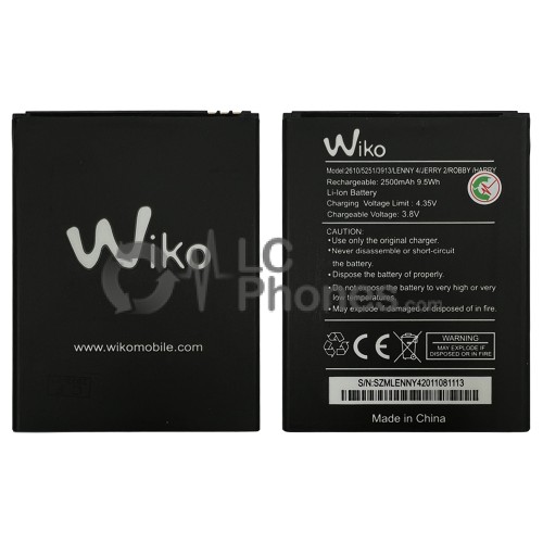 Wiko Robby / Lenny 4 / Jerry 2 / Harry / Jerry 3 / Pulp 4 / Y60 - Battery  2610 / 5251 / 3913 2500mAh 9.5Wh