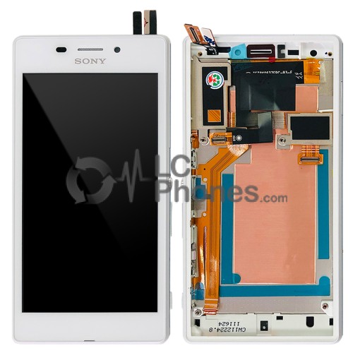 Sony Xperia M2 Aqua D2403 - Full Front LCD Digitizer with Frame White