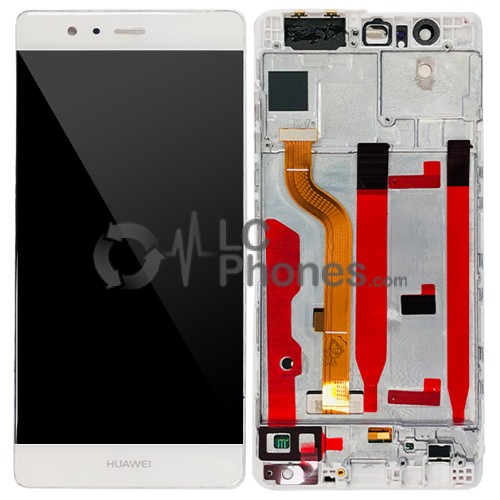 Huawei Ascend P9 - Full Front LCD Digitizer with Frame White