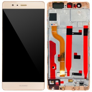 Huawei Ascend P9 - Full Front LCD Digitizer with Frame Gold