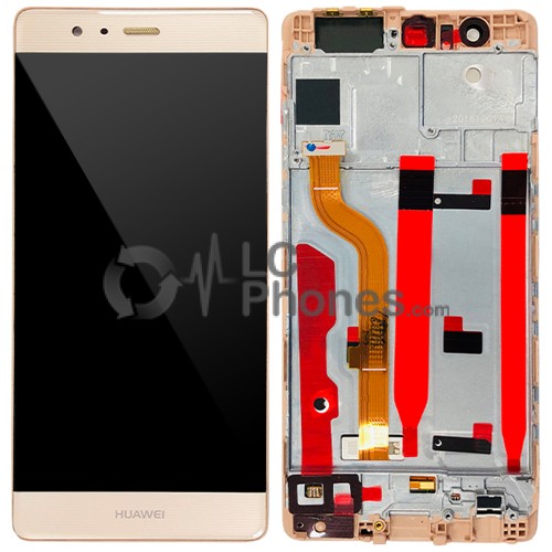 Huawei Ascend P9 - Full Front LCD Digitizer with Frame Gold