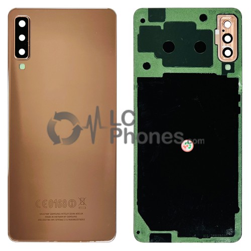 Samsung Galaxy A7 2018 A750 - Battery Cover Gold with Adhesive & Camera Lens