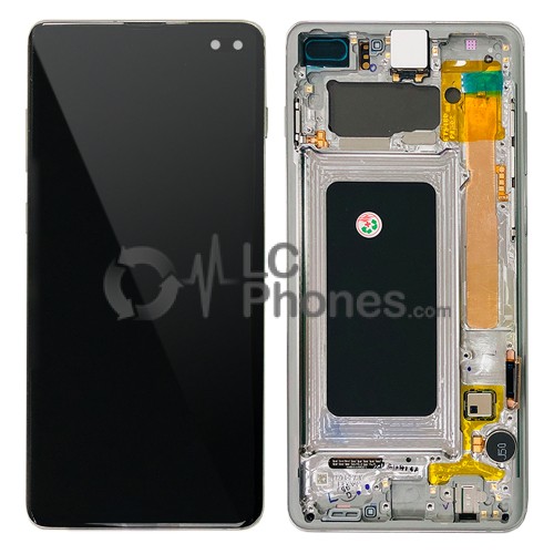 Samsung Galaxy S10 Plus G975F - Full Front LCD Digitizer With Frame Prism White < Service Pack >