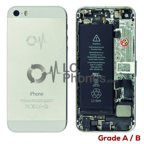 iPhone 5S - Back Housing Cover Full Assembly Grade A/B Silver (Original Used)