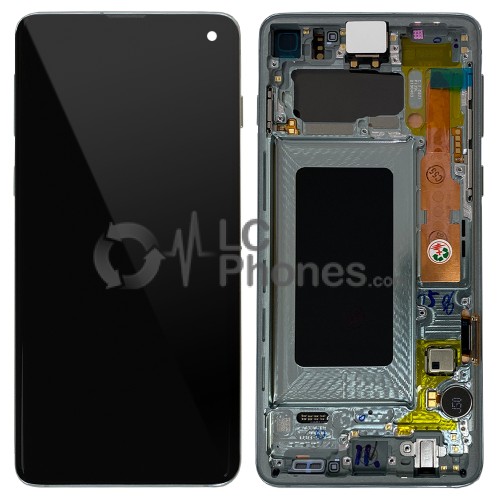 Samsung Galaxy S10 G973F - Full Front LCD Digitizer With Frame Prism Green < Service Pack >