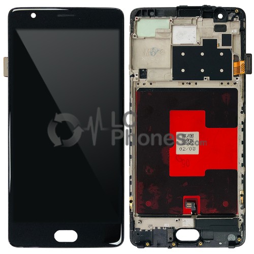 OnePlus 3 / 3T - Full Front LCD Digitizer With Frame Black