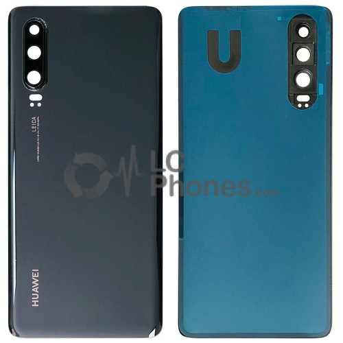 Huawei P30 - OEM Battery Cover With Adhesive & Camera Lens Black