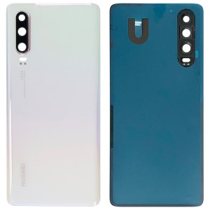 Huawei P30 - Battery Cover Pearl White With Adhesive & Camera Lens