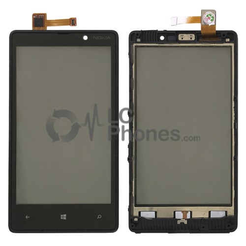 Nokia Lumia 820 - Front Glass Digitizer  with Frame Black